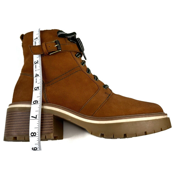 Naturalizer Jac Water Repellent Tawny Brown Suede Ankle Combat Boots Women's 10M - Picture 6 of 12